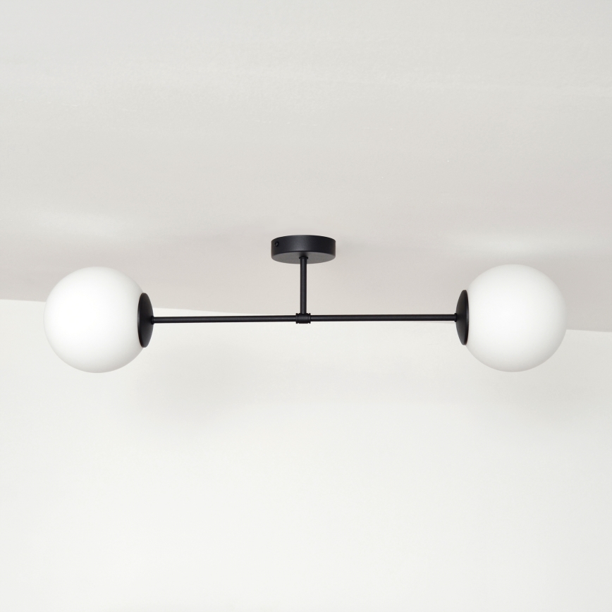 Candeeiro integrado MOON 2xE27/15W/230V preto