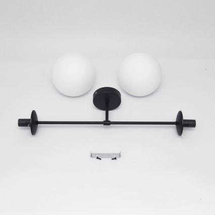 Candeeiro integrado MOON 2xE27/15W/230V preto