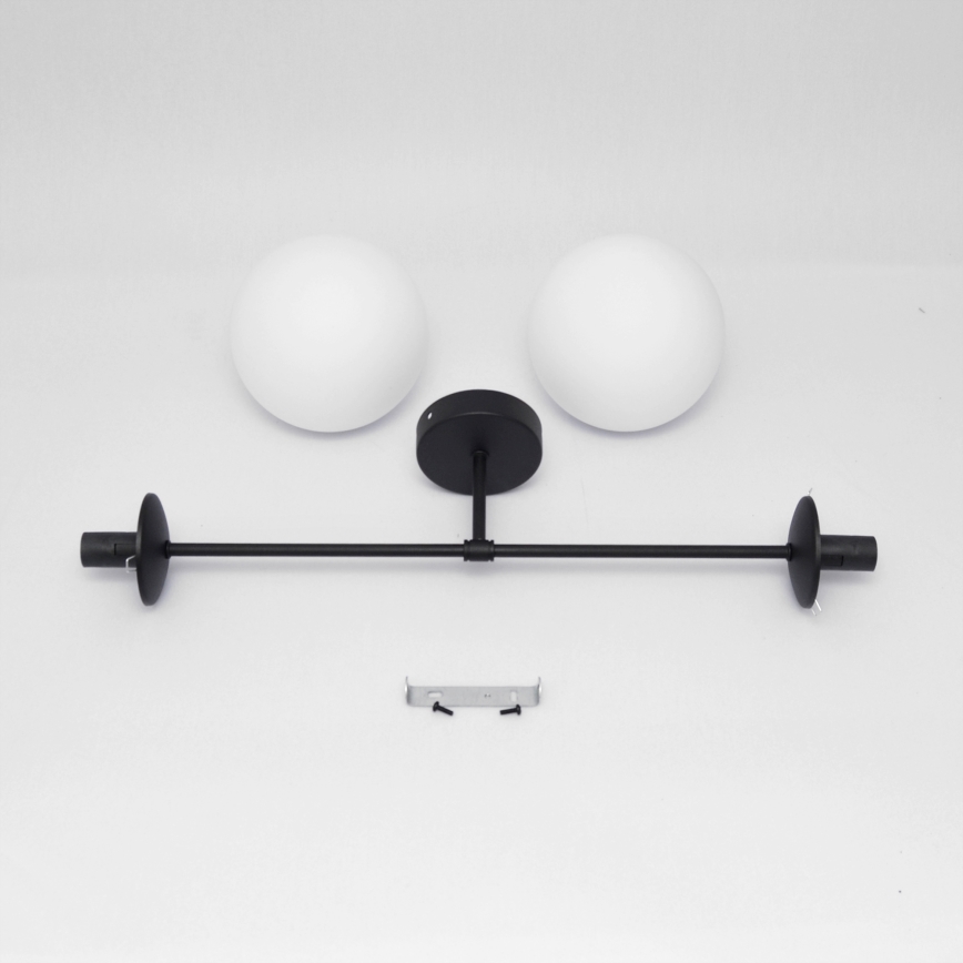 Candeeiro integrado MOON 2xE27/15W/230V preto
