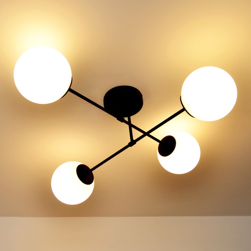 Candeeiro integrado MOON 4xE27/15W/230V preto