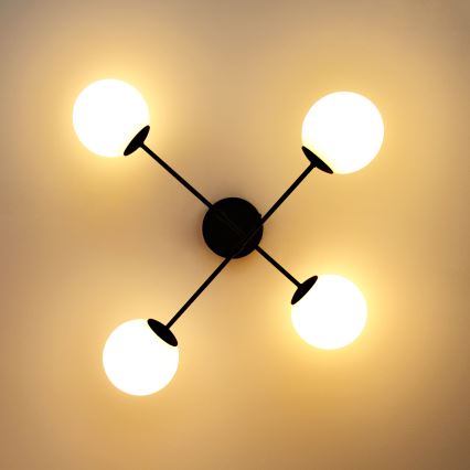 Candeeiro integrado MOON 4xE27/15W/230V preto