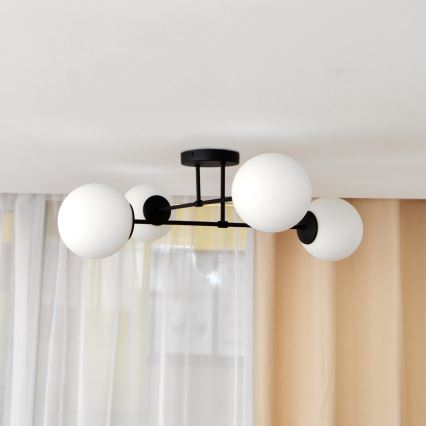 Candeeiro integrado MOON 4xE27/15W/230V preto