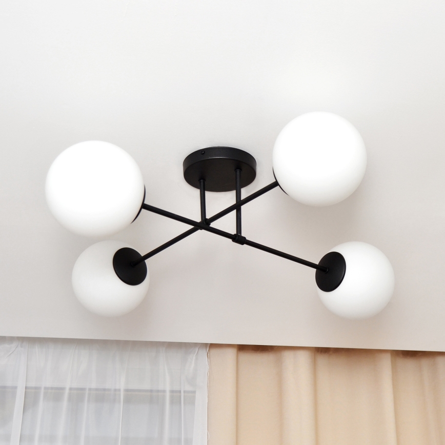 Candeeiro integrado MOON 4xE27/15W/230V preto
