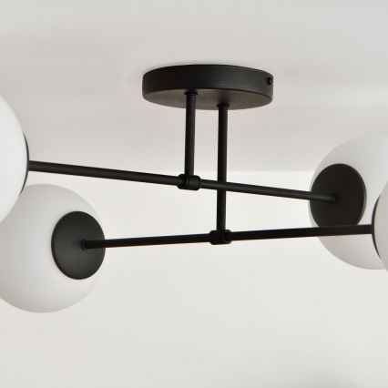 Candeeiro integrado MOON 4xE27/15W/230V preto