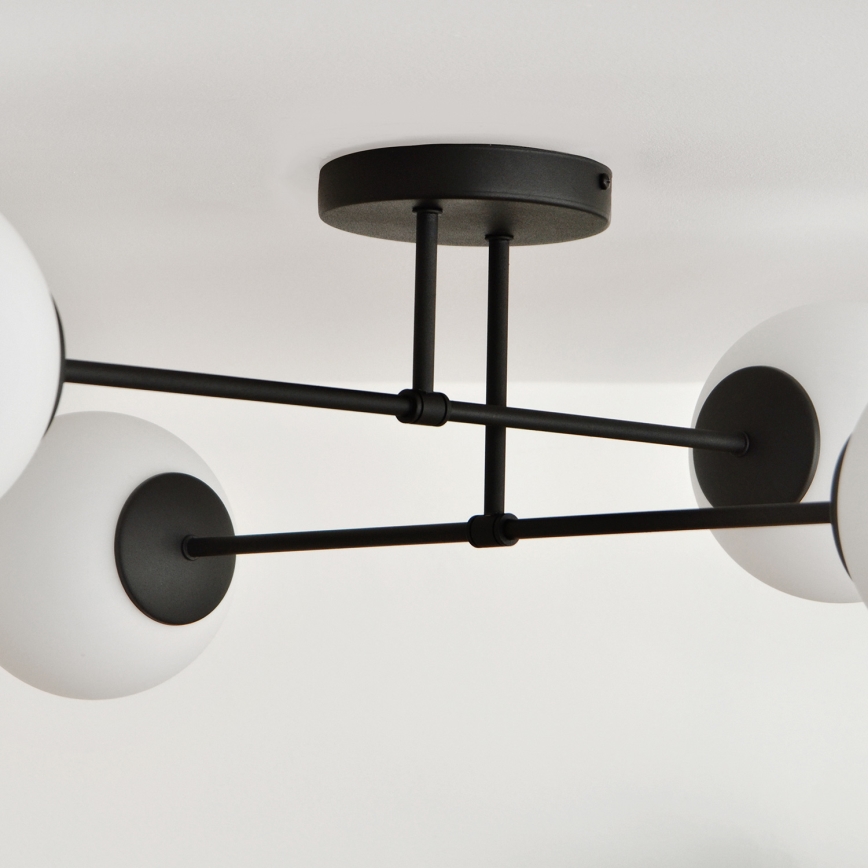 Candeeiro integrado MOON 4xE27/15W/230V preto