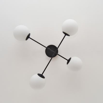 Candeeiro integrado MOON 4xE27/15W/230V preto