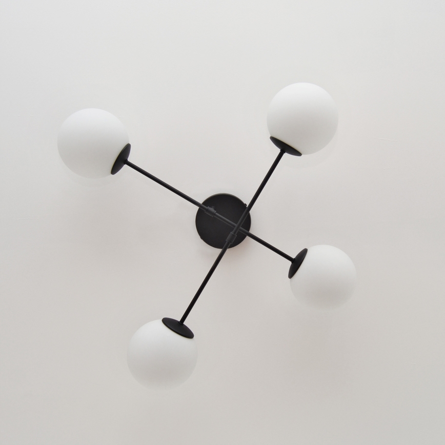 Candeeiro integrado MOON 4xE27/15W/230V preto