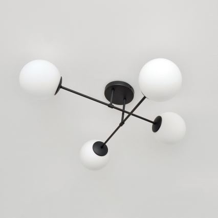 Candeeiro integrado MOON 4xE27/15W/230V preto