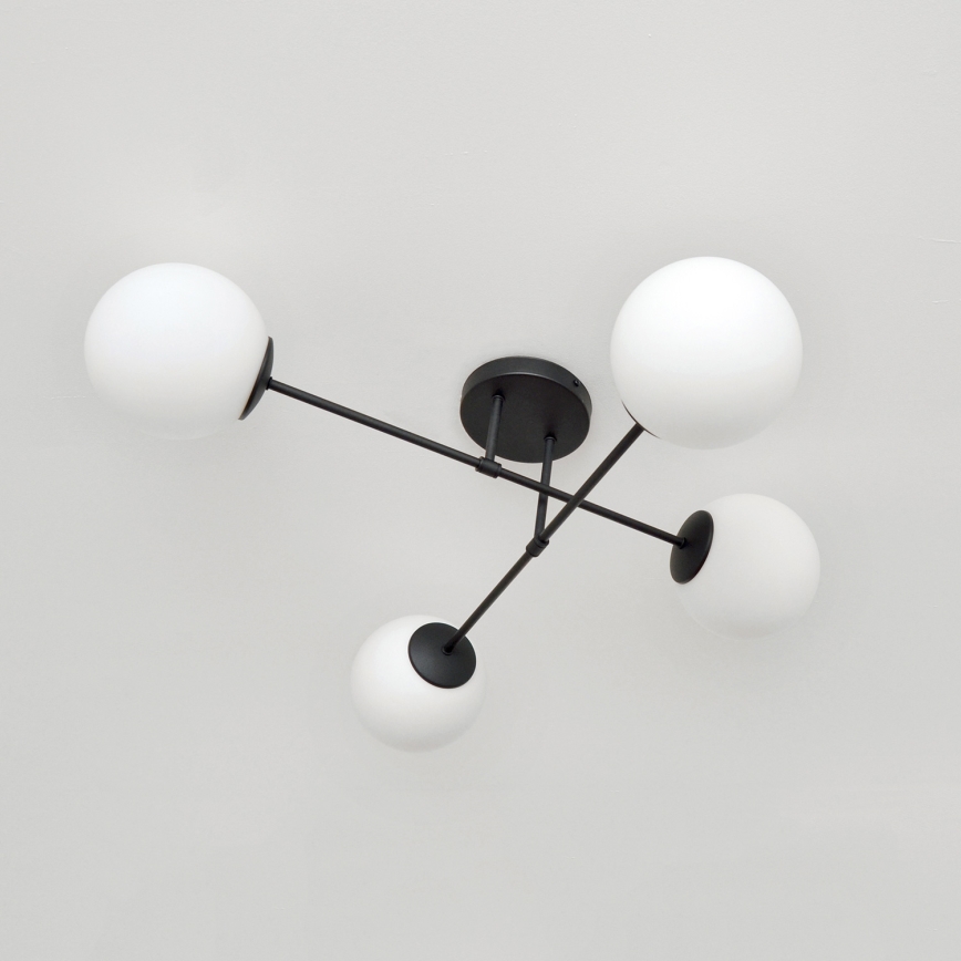 Candeeiro integrado MOON 4xE27/15W/230V preto