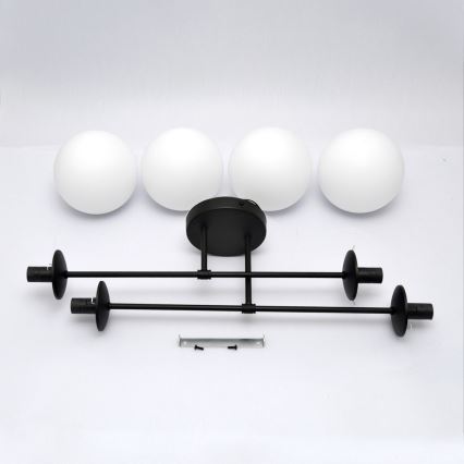 Candeeiro integrado MOON 4xE27/15W/230V preto