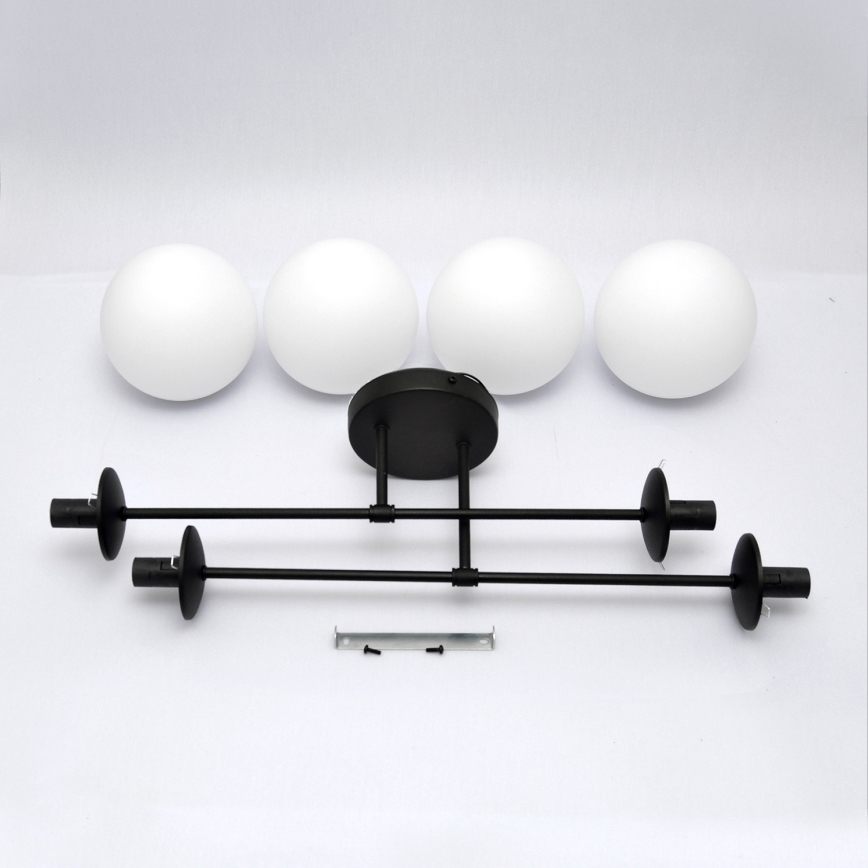 Candeeiro integrado MOON 4xE27/15W/230V preto