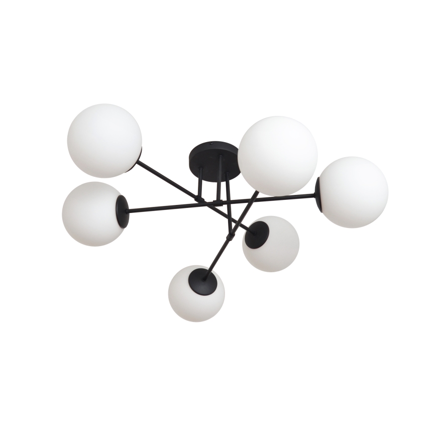 Candeeiro integrado MOON 6xE27/15W/230V preto