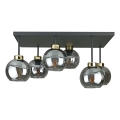 Candeeiro integrado NESSA 6xE27/60W/230V preto/dourado/fumado preto