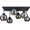 Candeeiro integrado NESSA 6xE27/60W/230V preto/fumado preto
