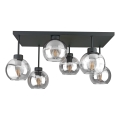 Candeeiro integrado NESSA 6xE27/60W/230V preto/transparente