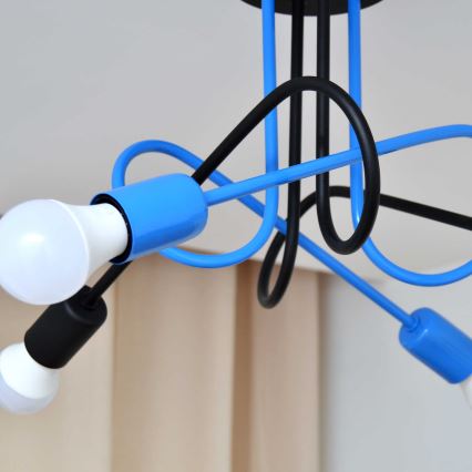 Candeeiro integrado OXFORD 4xE27/15W/230V preto/azul