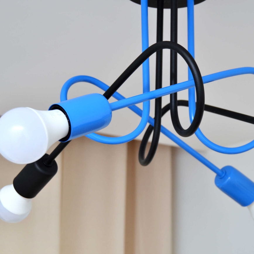 Candeeiro integrado OXFORD 4xE27/15W/230V preto/azul