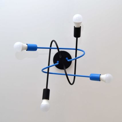 Candeeiro integrado OXFORD 4xE27/15W/230V preto/azul