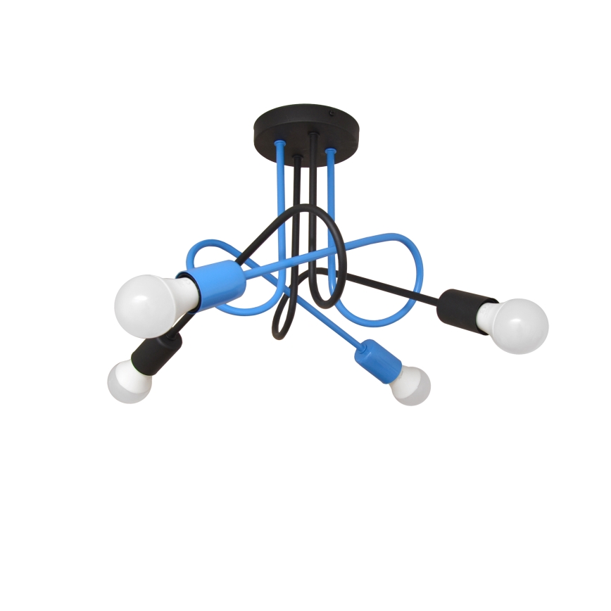 Candeeiro integrado OXFORD 4xE27/15W/230V preto/azul