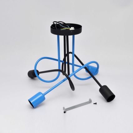 Candeeiro integrado OXFORD 4xE27/15W/230V preto/azul
