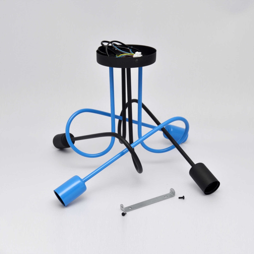 Candeeiro integrado OXFORD 4xE27/15W/230V preto/azul