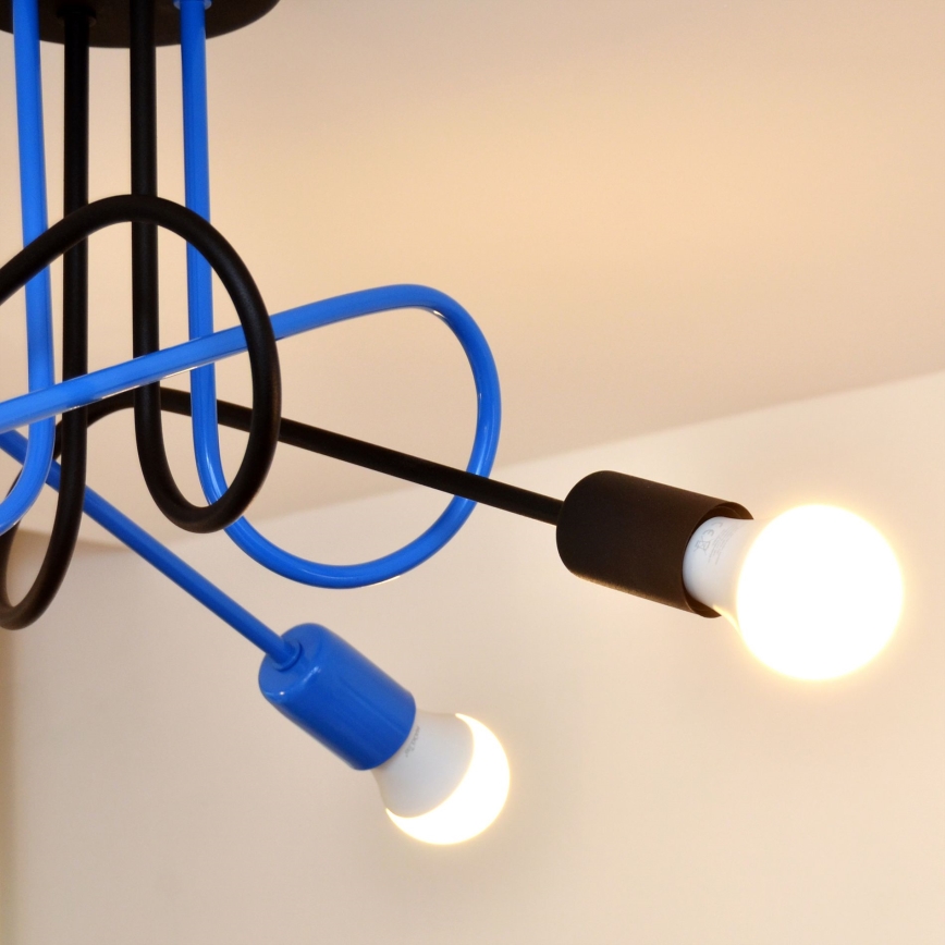 Candeeiro integrado OXFORD 4xE27/15W/230V preto/azul