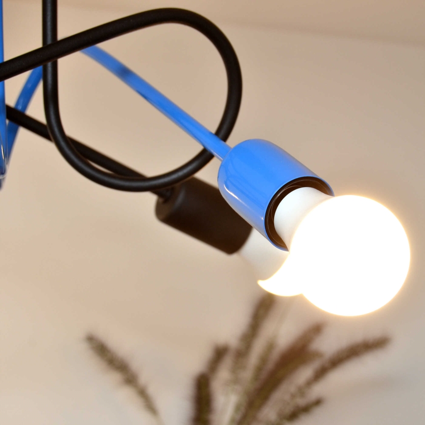 Candeeiro integrado OXFORD 4xE27/15W/230V preto/azul