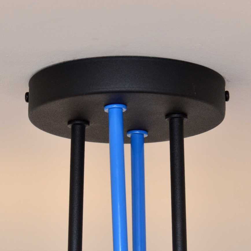 Candeeiro integrado OXFORD 4xE27/15W/230V preto/azul
