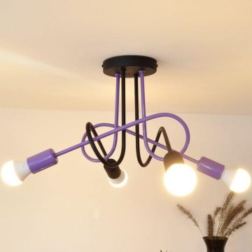 Candeeiro integrado OXFORD 4xE27/15W/230V preto/roxo