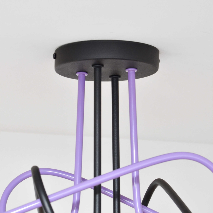 Candeeiro integrado OXFORD 4xE27/15W/230V preto/roxo
