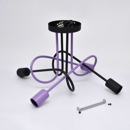 Candeeiro integrado OXFORD 4xE27/15W/230V preto/roxo