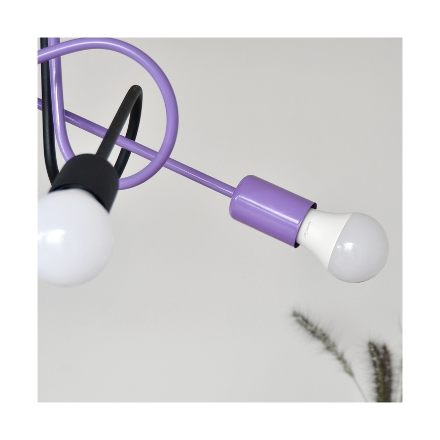 Candeeiro integrado OXFORD 4xE27/15W/230V preto/roxo