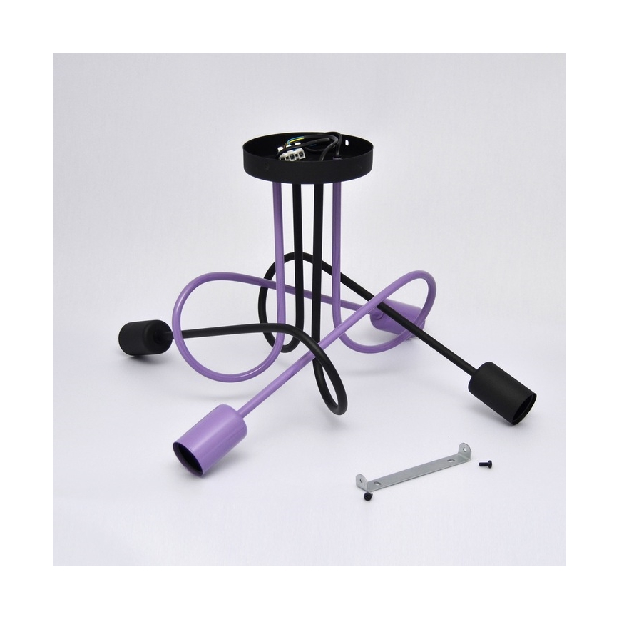 Candeeiro integrado OXFORD 4xE27/15W/230V preto/roxo