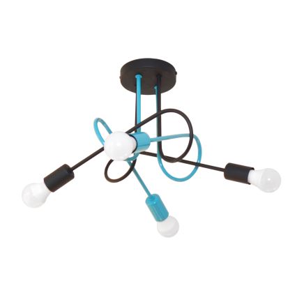 Candeeiro integrado OXFORD 4xE27/15W/230V preto/turquesa