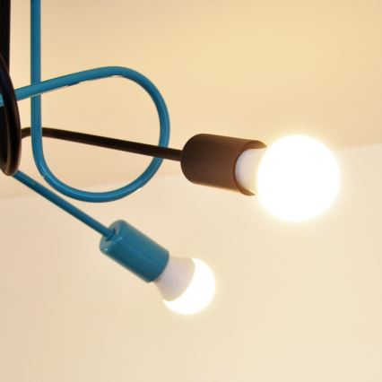 Candeeiro integrado OXFORD 4xE27/15W/230V preto/turquesa