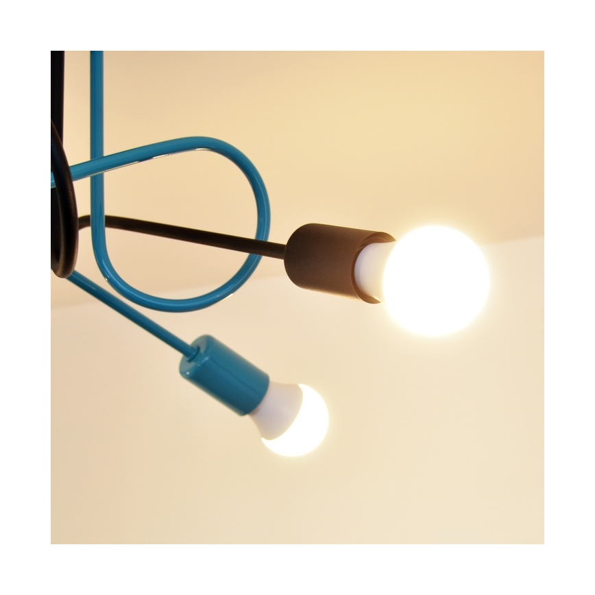 Candeeiro integrado OXFORD 4xE27/15W/230V preto/turquesa