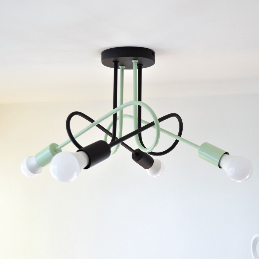 Candeeiro integrado OXFORD 4xE27/15W/230V preto/verde