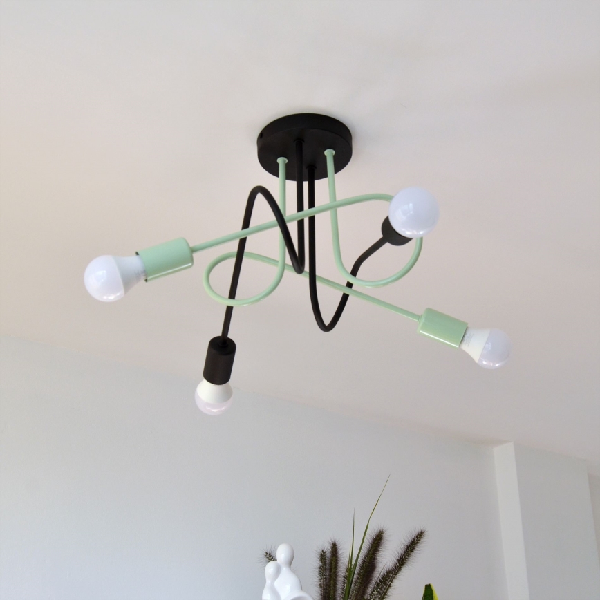 Candeeiro integrado OXFORD 4xE27/15W/230V preto/verde