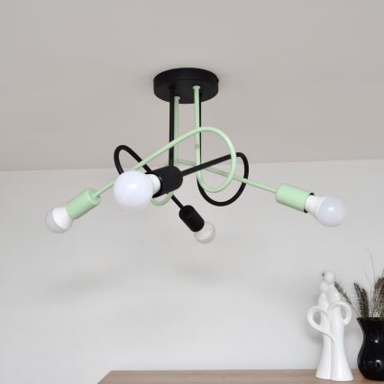 Candeeiro integrado OXFORD 4xE27/15W/230V preto/verde