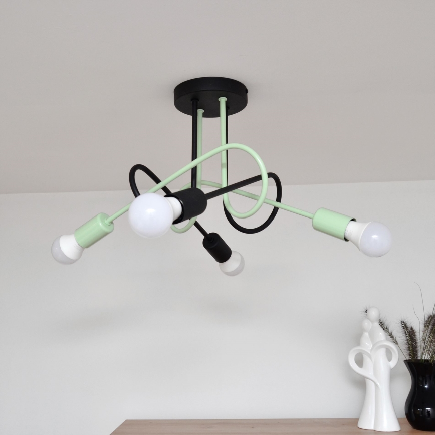 Candeeiro integrado OXFORD 4xE27/15W/230V preto/verde