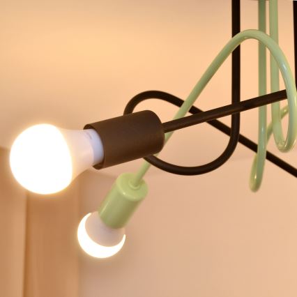 Candeeiro integrado OXFORD 4xE27/15W/230V preto/verde