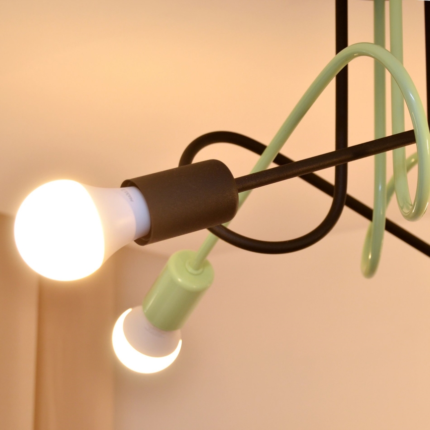 Candeeiro integrado OXFORD 4xE27/15W/230V preto/verde