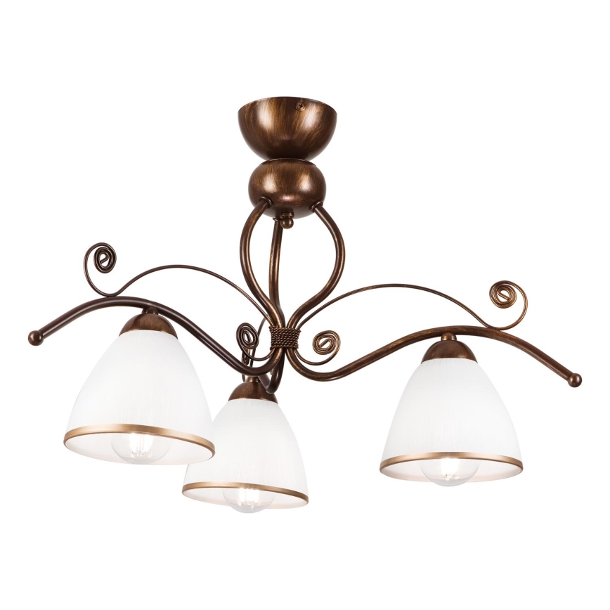 Candeeiro integrado RETRO 3xE27/60W/230V bronze pátina