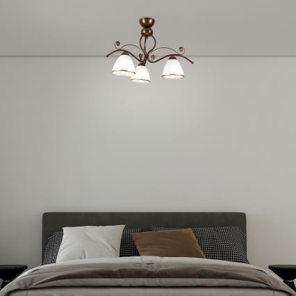 Candeeiro integrado RETRO 3xE27/60W/230V bronze pátina