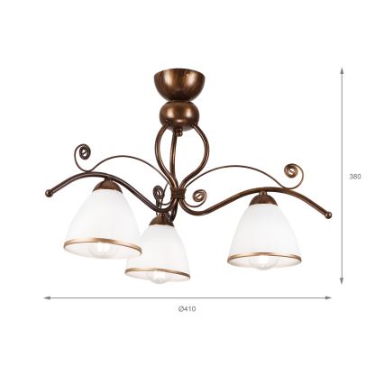 Candeeiro integrado RETRO 5xE27/60W/230V bronze pátina