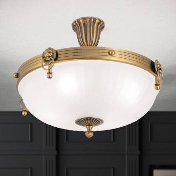 Candeeiro integrado ROCCA 4xE27/60W/230V diâmetro 43 cm bronze/branco