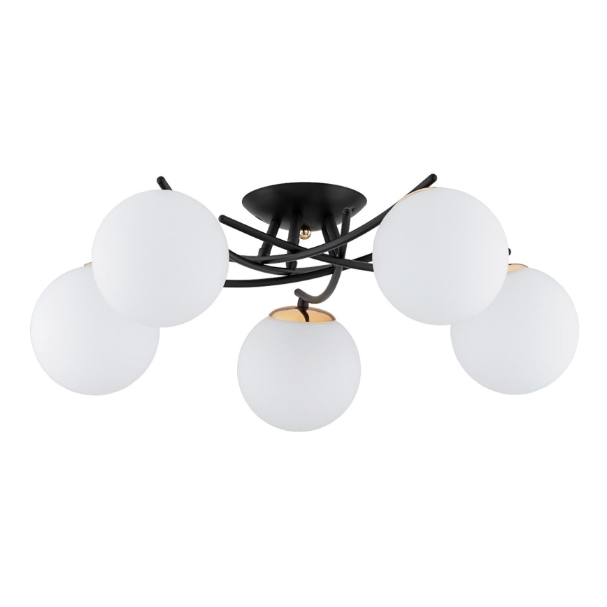 Candeeiro integrado SAVI 5xE14/10W/230V preto/dourado
