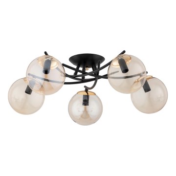 Candeeiro integrado SAVI 5xE14/10W/230V preto/dourado