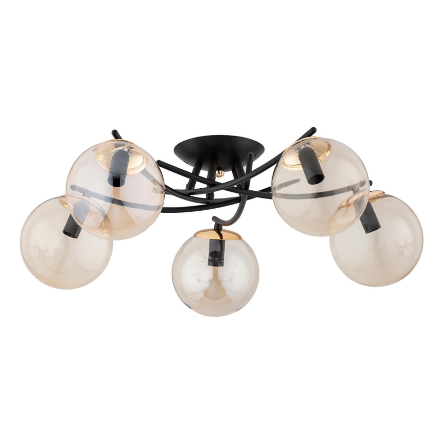 Candeeiro integrado SAVI 5xE14/10W/230V preto/dourado