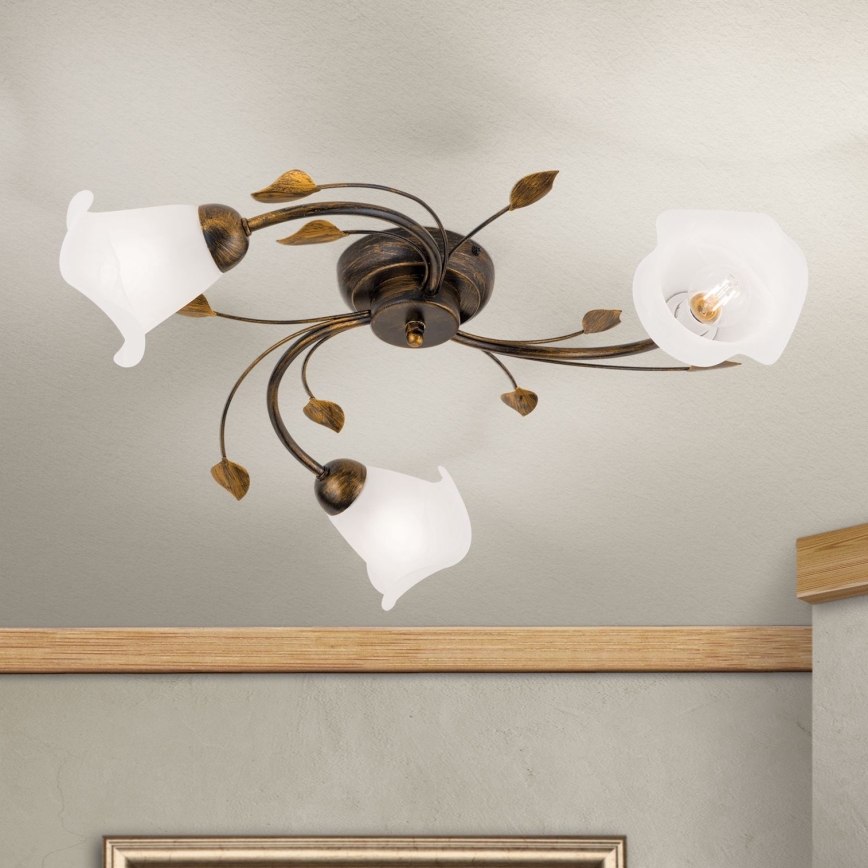 Candeeiro integrado SISI 3xE14/40W/230V diâmetro 60 cm bronze/pátina
